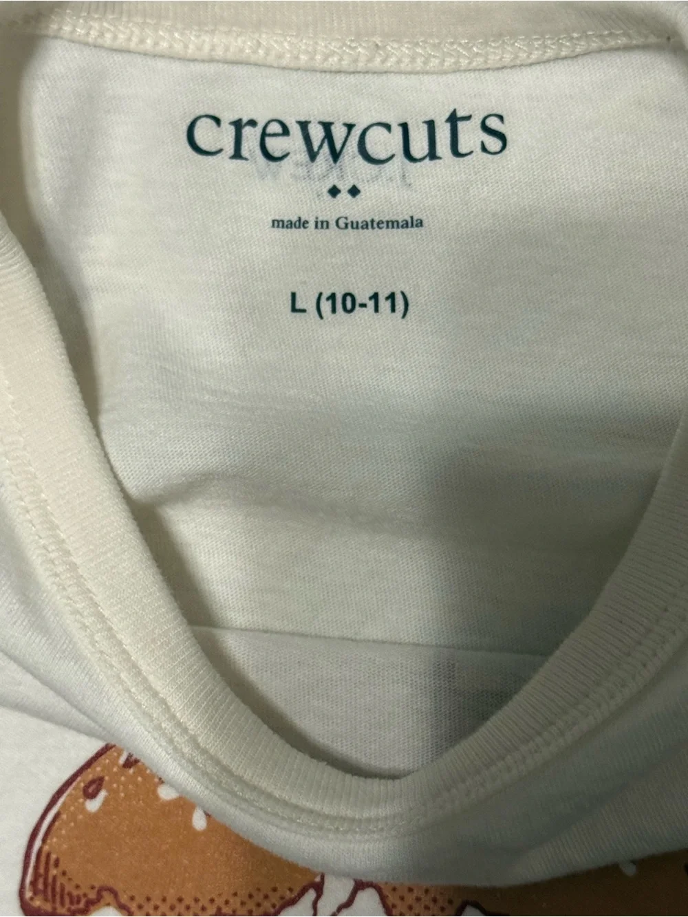 Crewcuts Cream Tee with Burger Graphic, size 10-11